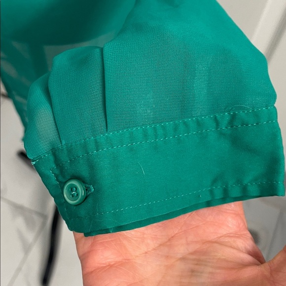 Free People Sheer Teal Green Long Sleeve Women's Button-Down Shirt. Sz S/M - Picture 5 of 15